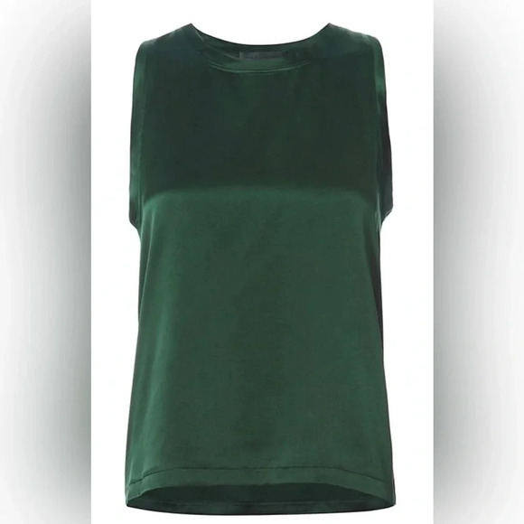 ! Nwt NILI LOTAN Alice Pine Green Silk Tank small - Picture 5 of 6